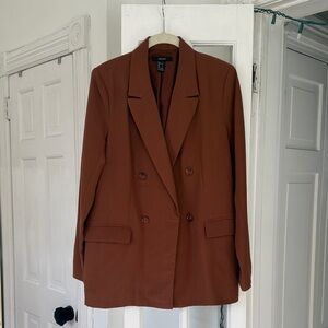 Rust Double-Breasted Blazer